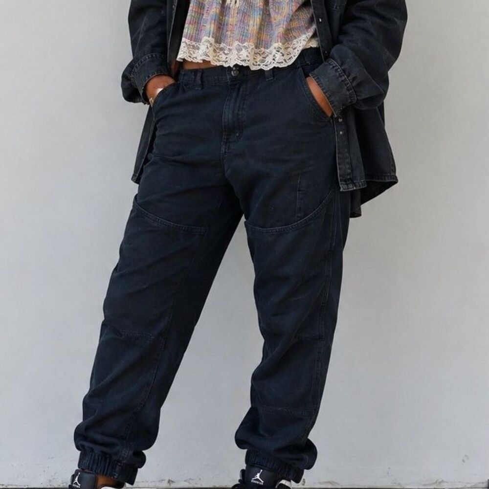 Forever 21 Relaxed Fit Jogger Jeans Y2K Womens M Black Hip Hop Streetwear Indie